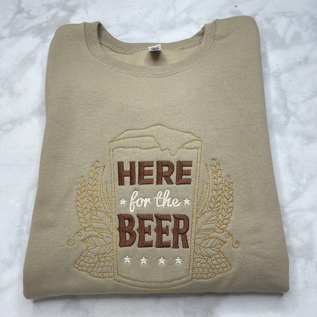 Here for the Beer - Sand - Crewneck Sweatshirt
