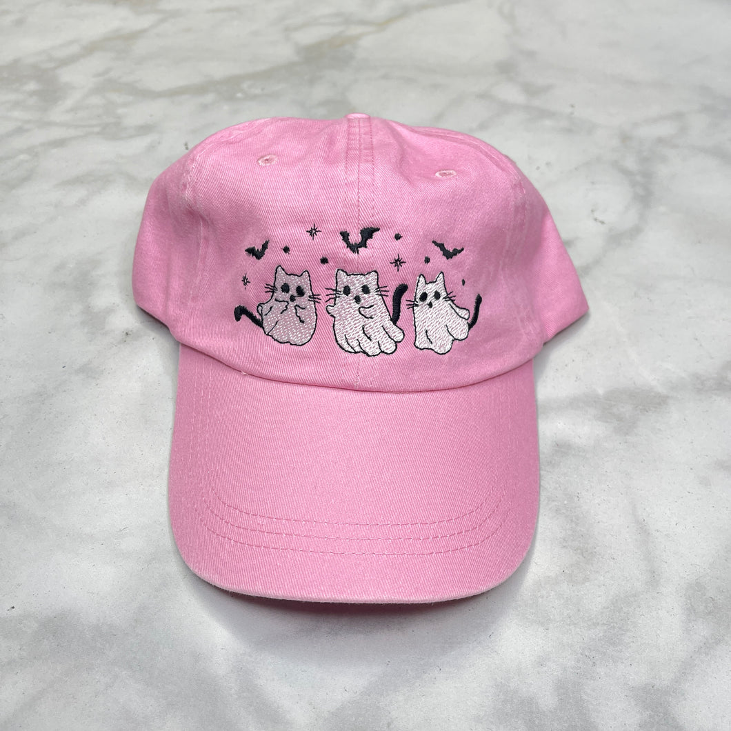 Little Ghost Cats - Light Pink Baseball Cap